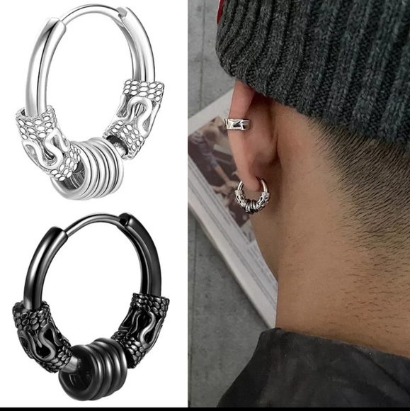 1 Piece Hoop Mens Earrings Small Circle Hip Hop - Picture 7 of 13